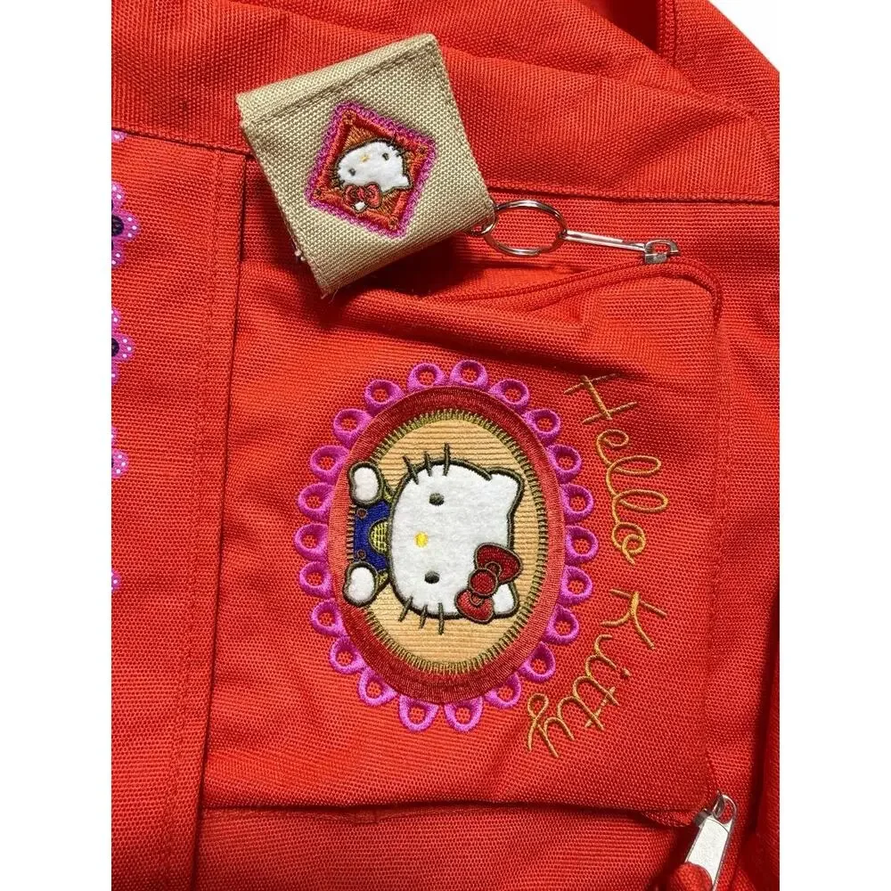 Vintage Hello Kitty Sanrio Red Backpack NWT Floral Embroidery Purse